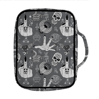 Gothic Wicca Curse Print Front Pocket Bible Bag
