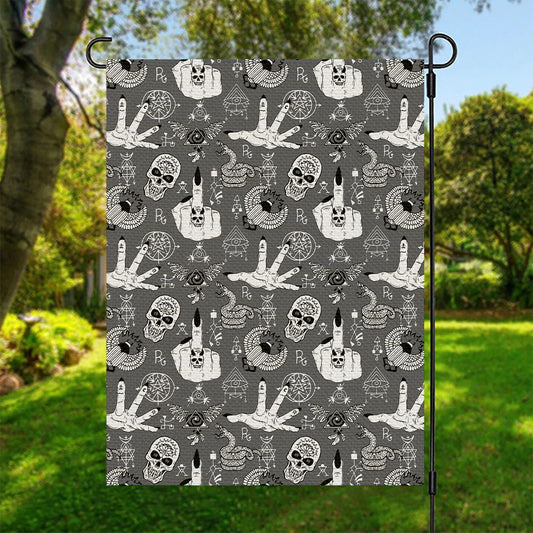 Gothic Wicca Curse Print Garden Flag