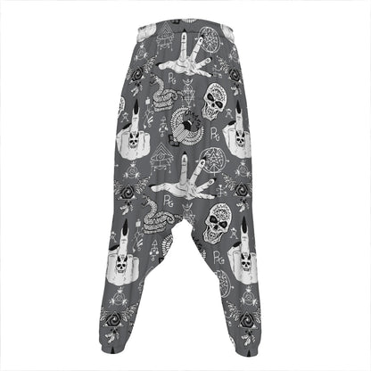Gothic Wicca Curse Print Hammer Pants