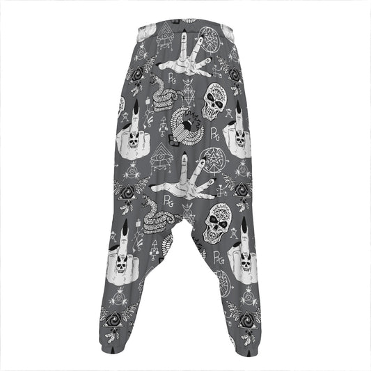 Gothic Wicca Curse Print Hammer Pants