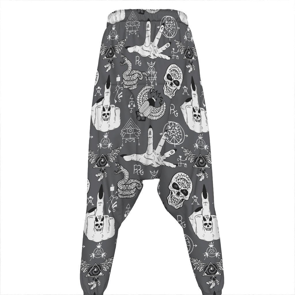 Gothic Wicca Curse Print Hammer Pants