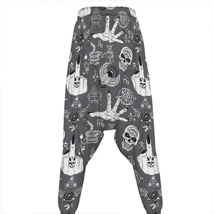 Gothic Wicca Curse Print Hammer Pants