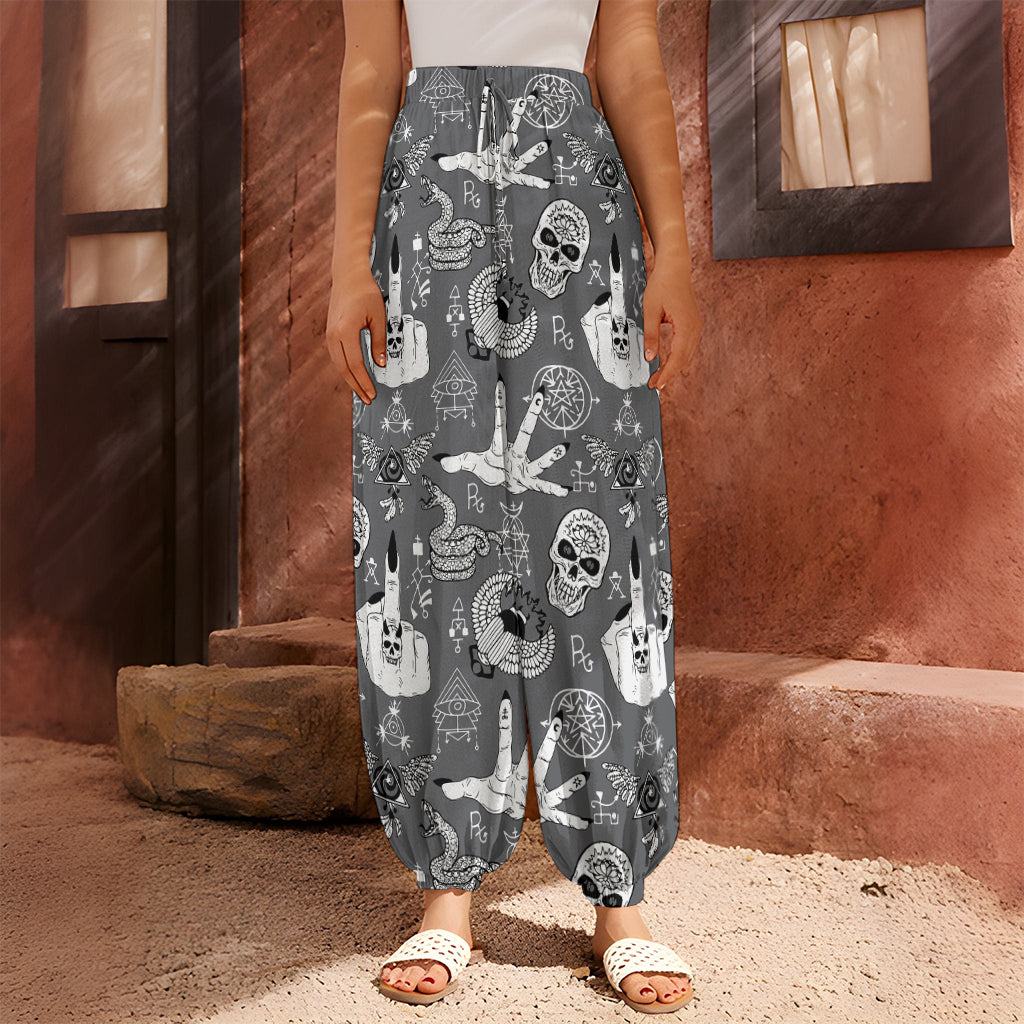 Gothic Wicca Curse Print Harem Pants