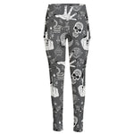 Gothic Wicca Curse Print High-Waisted Pocket Leggings