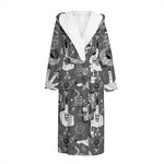 Gothic Wicca Curse Print Hooded Bathrobe