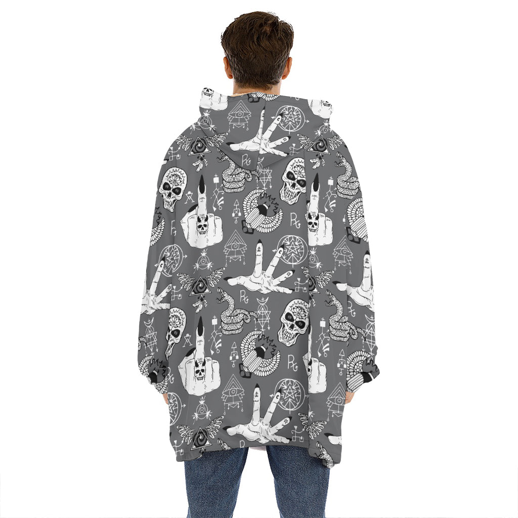 Gothic Wicca Curse Print Hoodie Blanket
