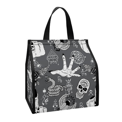 Gothic Wicca Curse Print Insulated Lunch Tote