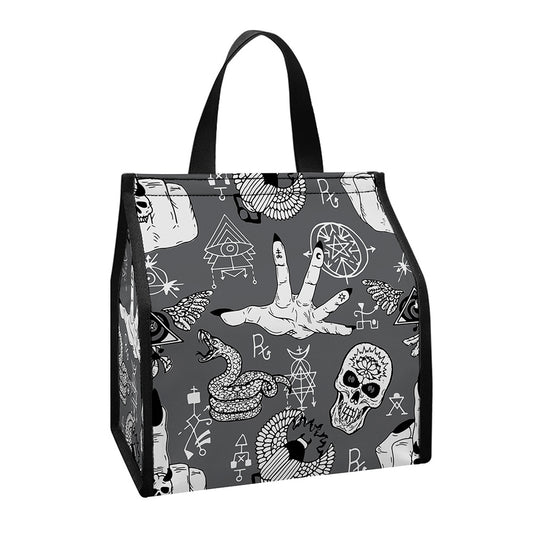 Gothic Wicca Curse Print Insulated Lunch Tote