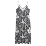 Gothic Wicca Curse Print Jersey Midi Cami Dress
