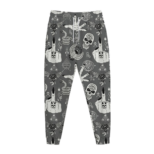 Gothic Wicca Curse Print Jogger Pants