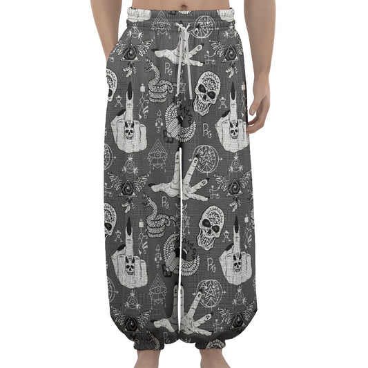 Gothic Wicca Curse Print Lantern Pants