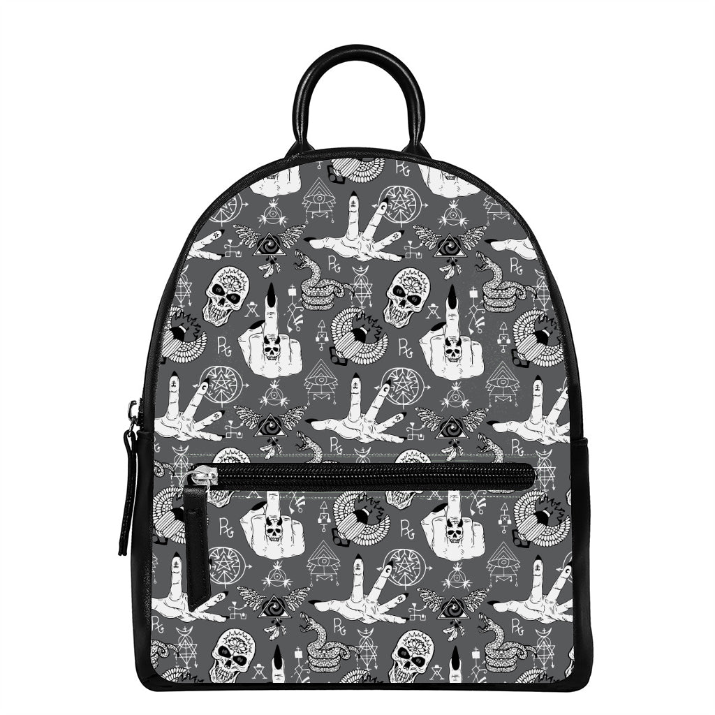 Gothic Wicca Curse Print Leather Backpack