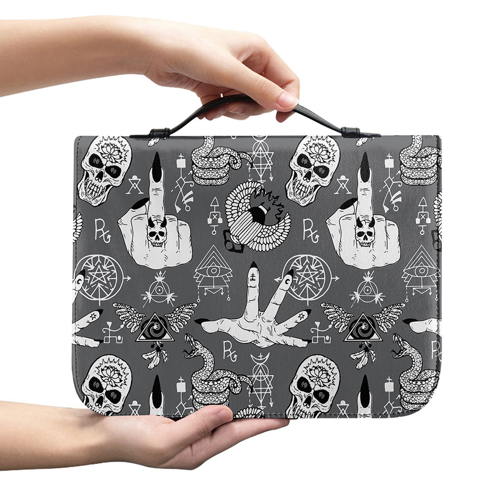 Gothic Wicca Curse Print Leather Bible Cover