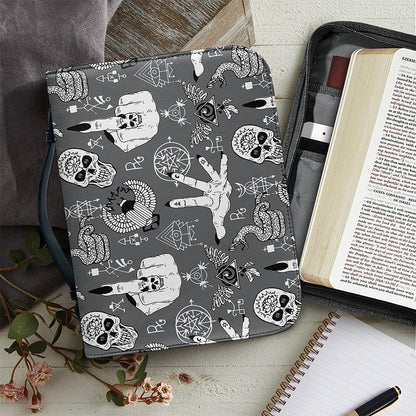 Gothic Wicca Curse Print Leather Bible Cover