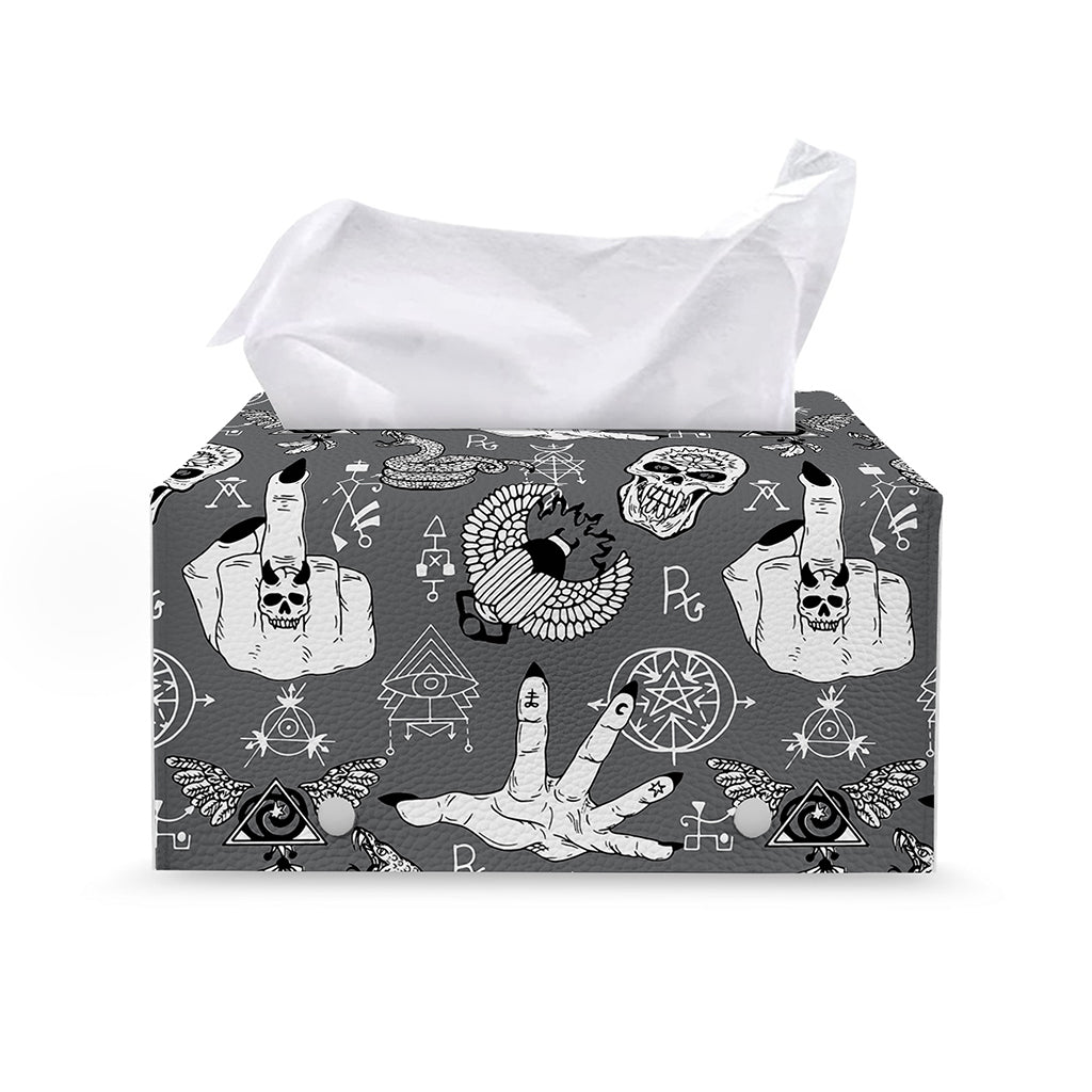 Gothic Wicca Curse Print Leather Tissue Box Cover