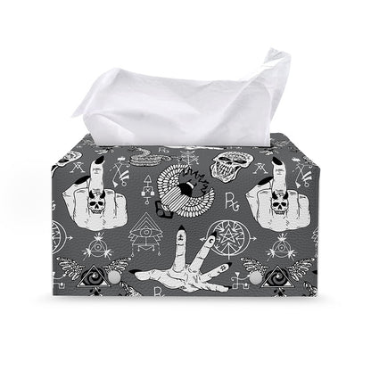 Gothic Wicca Curse Print Leather Tissue Box Cover