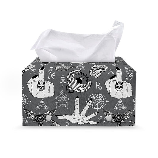Gothic Wicca Curse Print Leather Tissue Box Cover
