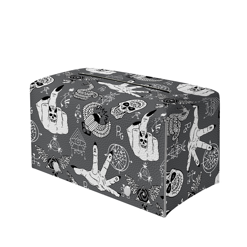 Gothic Wicca Curse Print Leather Tissue Box Cover