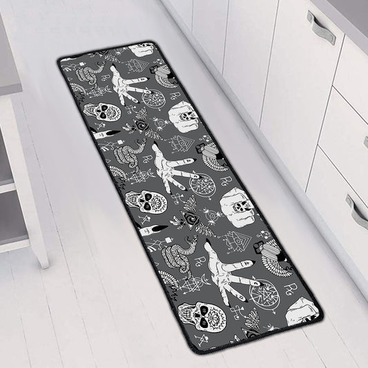 Gothic Wicca Curse Print Long Kitchen Mat