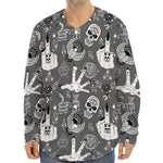 Gothic Wicca Curse Print Long Sleeve Baseball Jersey