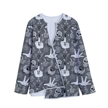 Gothic Wicca Curse Print Long Sleeve Short Coat