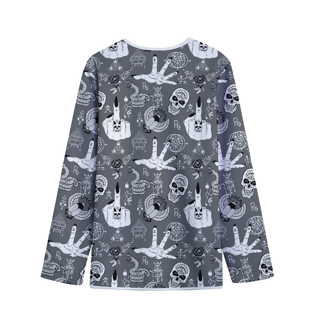 Gothic Wicca Curse Print Long Sleeve Short Coat
