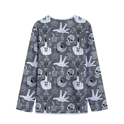 Gothic Wicca Curse Print Long Sleeve Short Coat