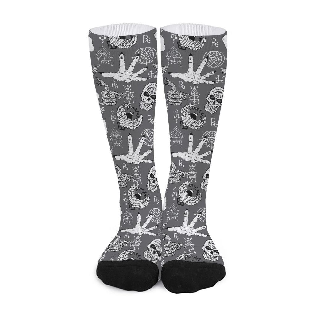 Gothic Wicca Curse Print Long Socks