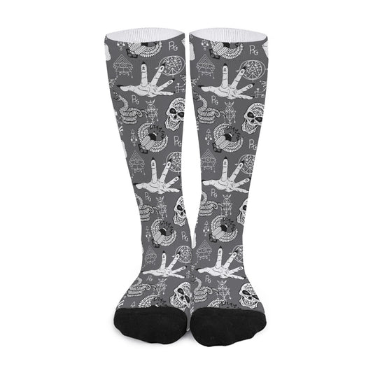 Gothic Wicca Curse Print Long Socks