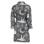 Gothic Wicca Curse Print Men's Bathrobe