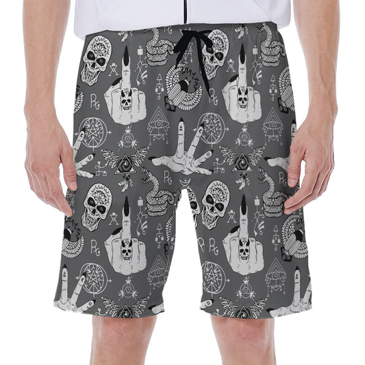Gothic Wicca Curse Print Men's Beach Shorts