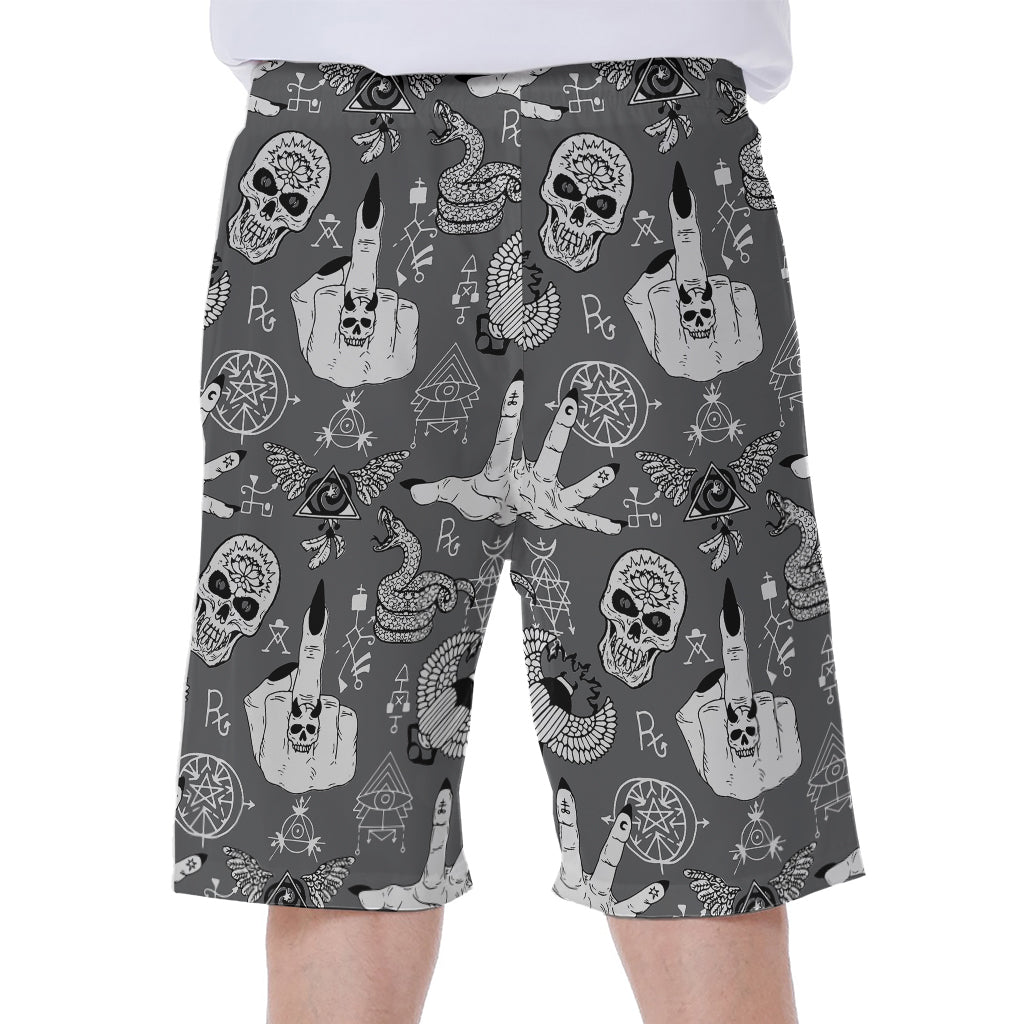 Gothic Wicca Curse Print Men's Beach Shorts