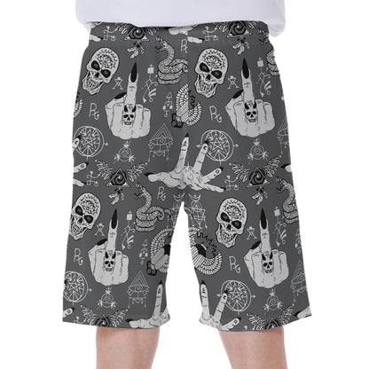 Gothic Wicca Curse Print Men's Beach Shorts