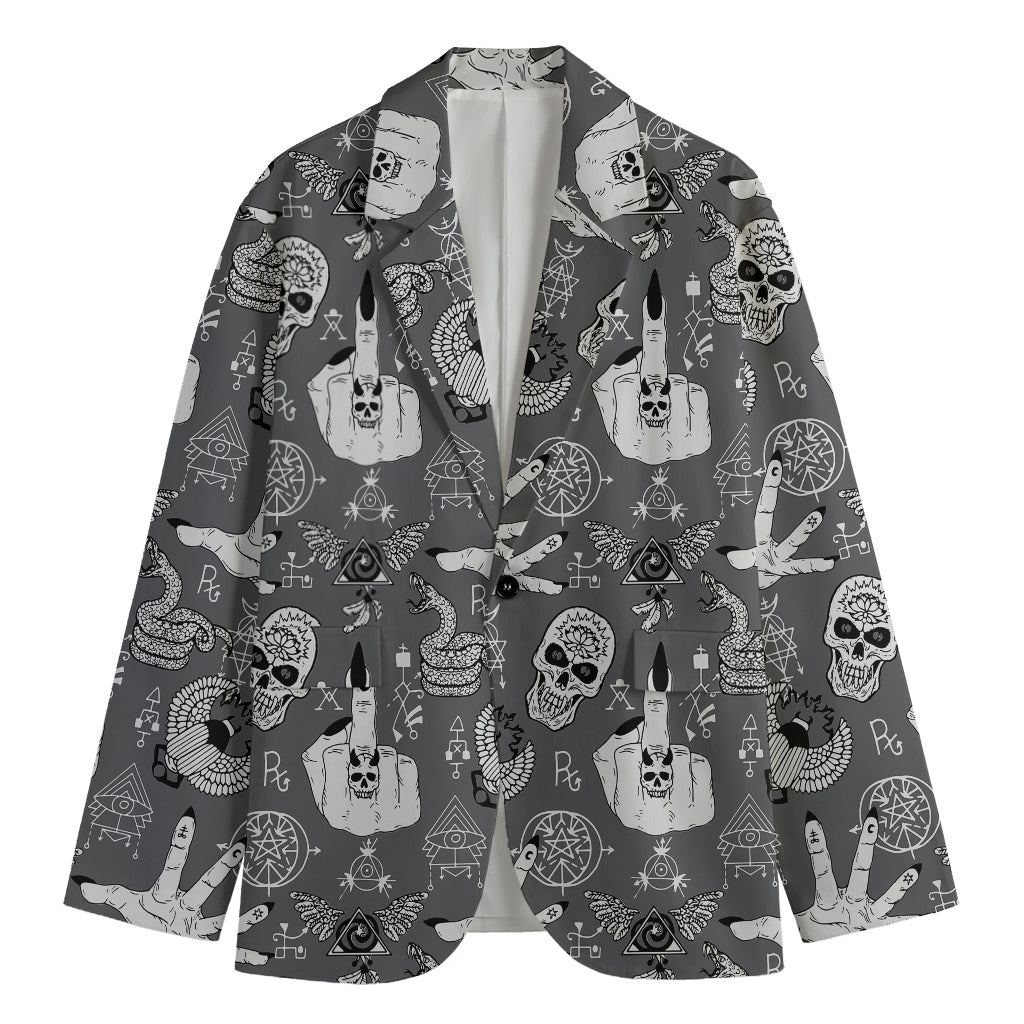 Gothic Wicca Curse Print Men's Blazer