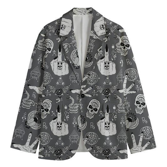 Gothic Wicca Curse Print Men's Blazer
