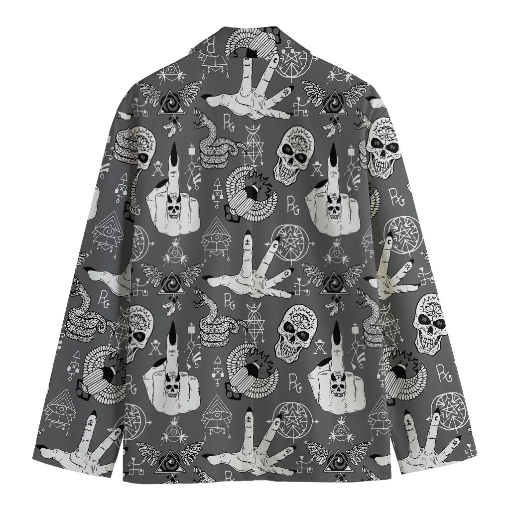 Gothic Wicca Curse Print Men's Blazer
