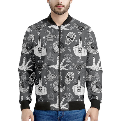 Gothic Wicca Curse Print Men's Bomber Jacket