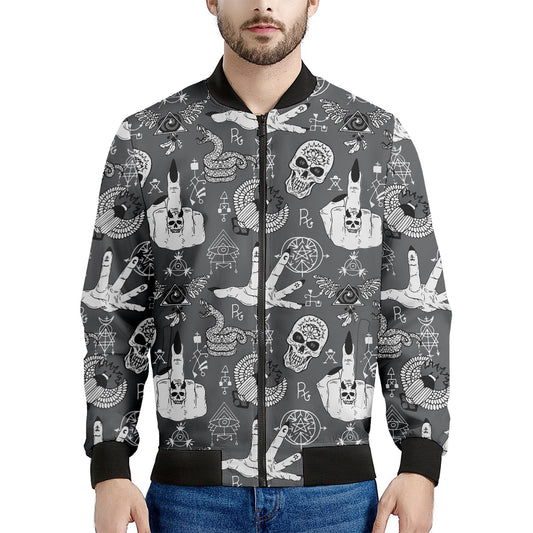 Gothic Wicca Curse Print Men's Bomber Jacket