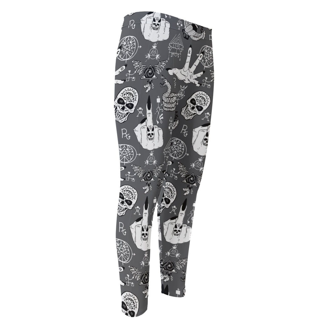 Gothic Wicca Curse Print Men's Compression Pants