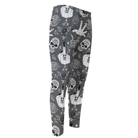 Gothic Wicca Curse Print Men's Compression Pants