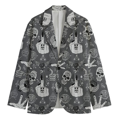 Gothic Wicca Curse Print Men's Cotton Blazer