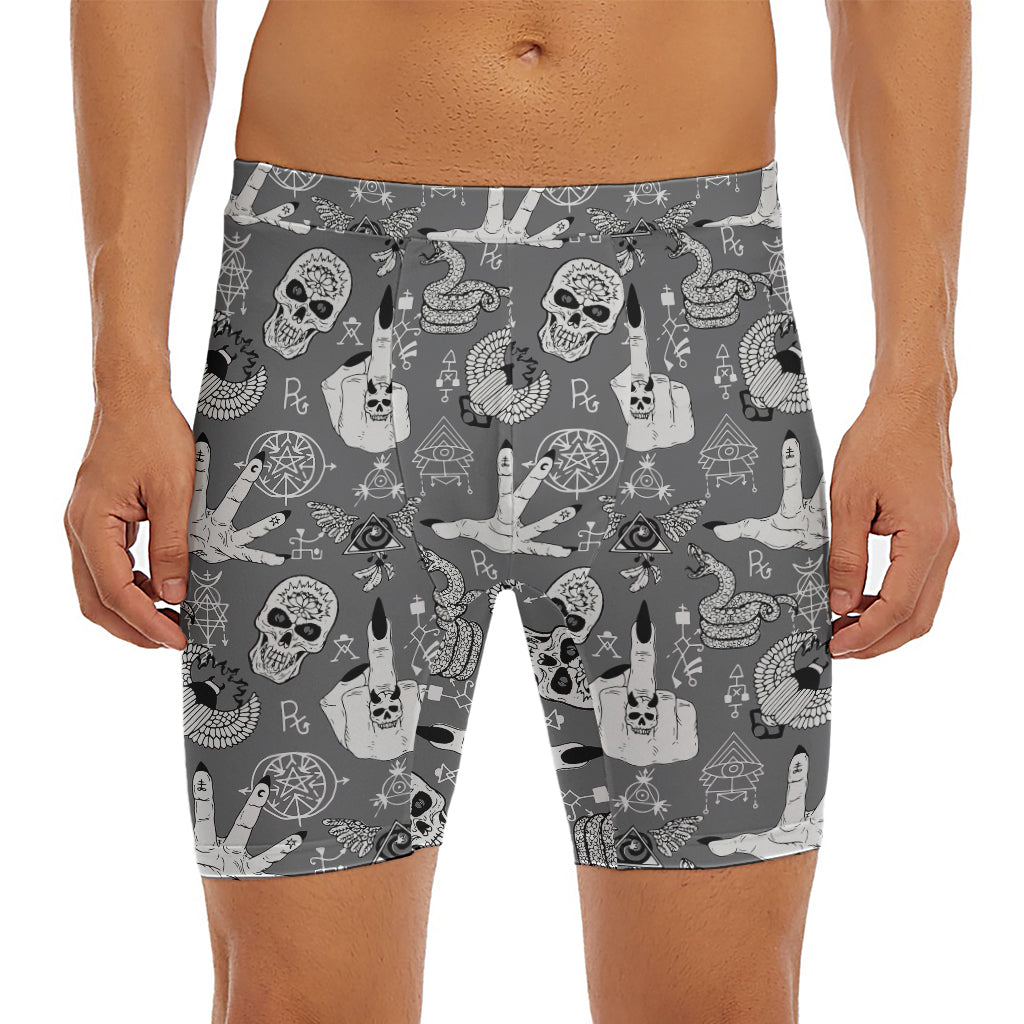 Gothic Wicca Curse Print Men's Long Boxer Briefs