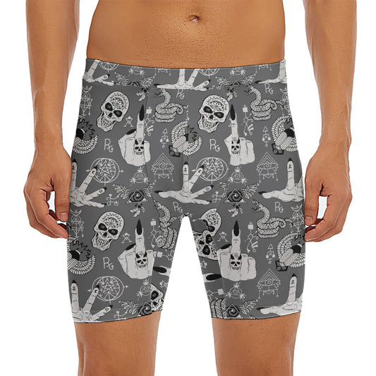Gothic Wicca Curse Print Men's Long Boxer Briefs