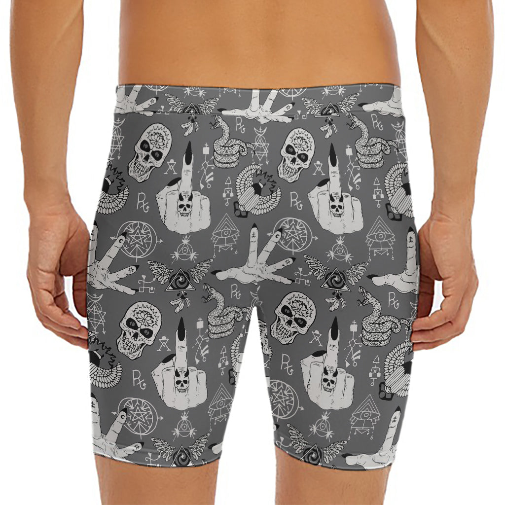 Gothic Wicca Curse Print Men's Long Boxer Briefs