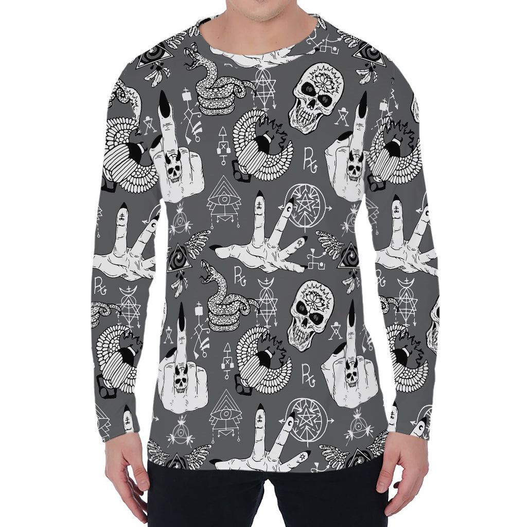 Gothic Wicca Curse Print Men's Long Sleeve T-Shirt