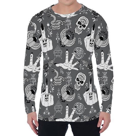 Gothic Wicca Curse Print Men's Long Sleeve T-Shirt