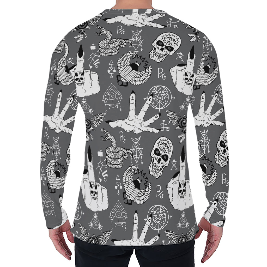 Gothic Wicca Curse Print Men's Long Sleeve T-Shirt