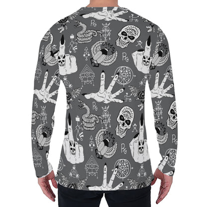 Gothic Wicca Curse Print Men's Long Sleeve T-Shirt