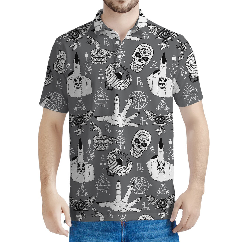 Gothic Wicca Curse Print Men's Polo Shirt