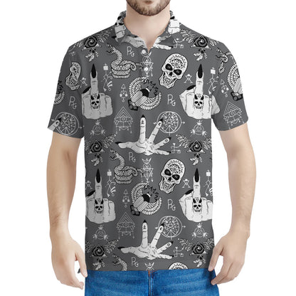 Gothic Wicca Curse Print Men's Polo Shirt